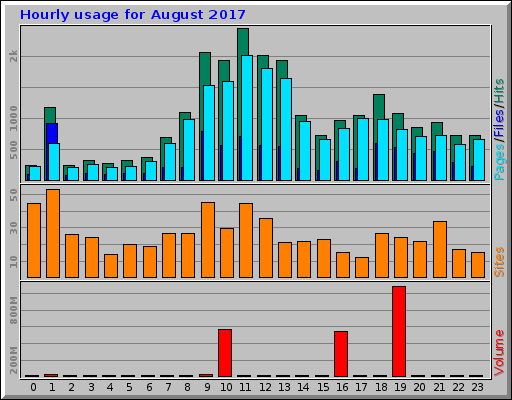 Hourly usage for August 2017