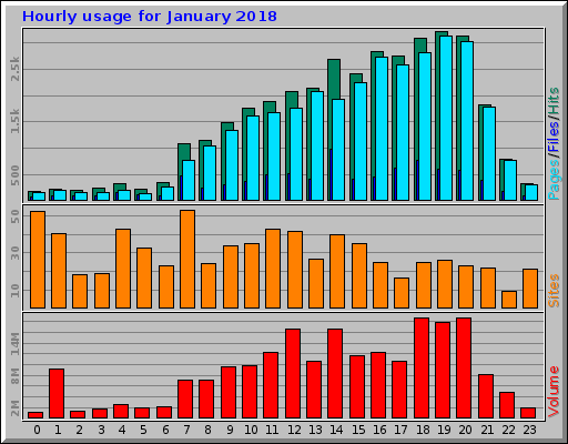 Hourly usage for January 2018